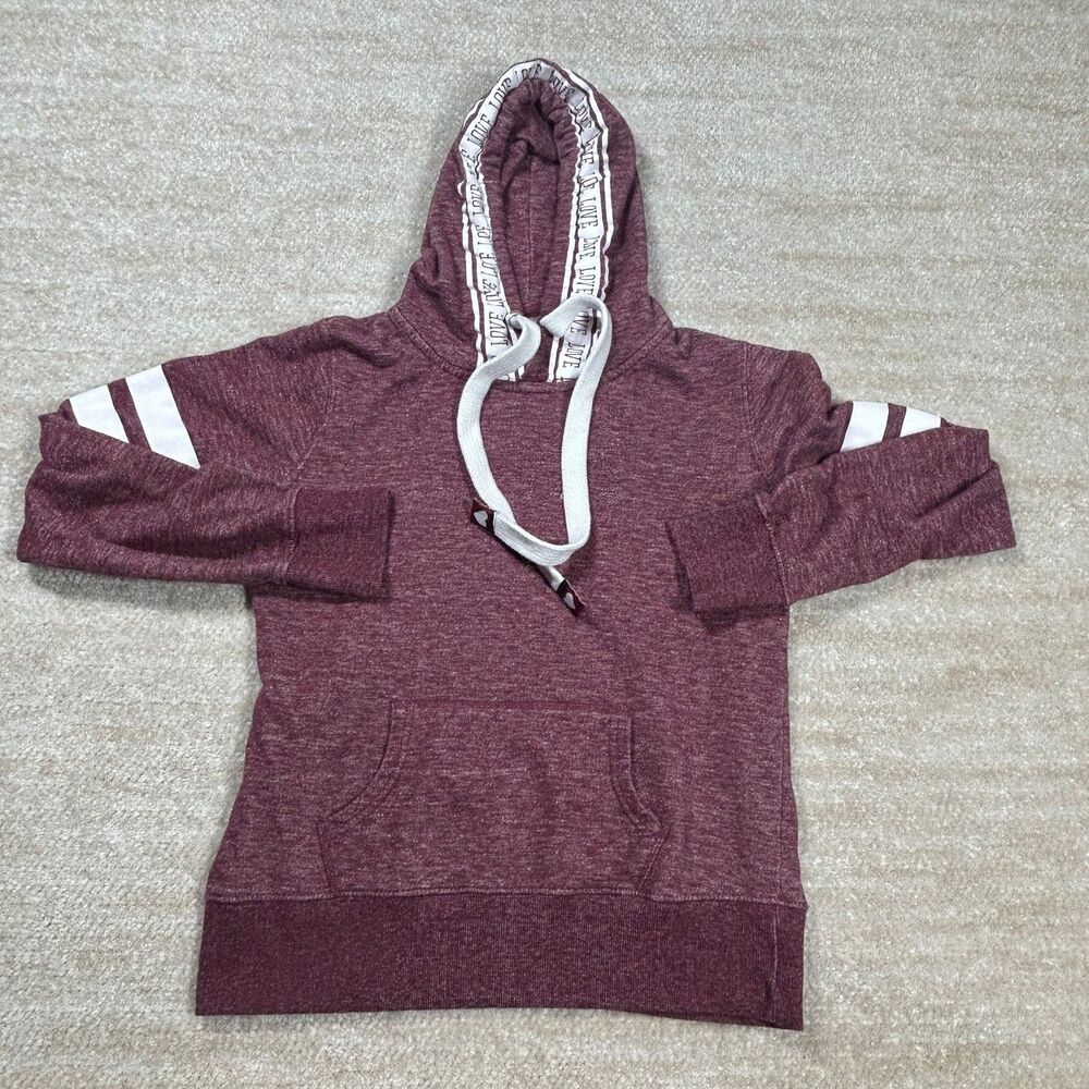 Reflex Hoodie Womens M Maroon Pullover Hooded Sweatshirt Striped Sleeve Pocket